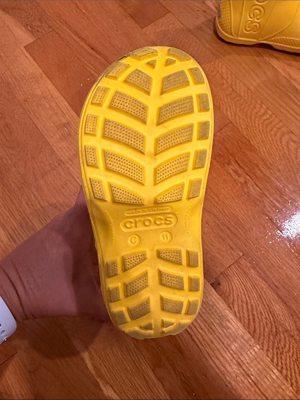 CROCS Kids Bright Yellow Handle Rain Boots C11